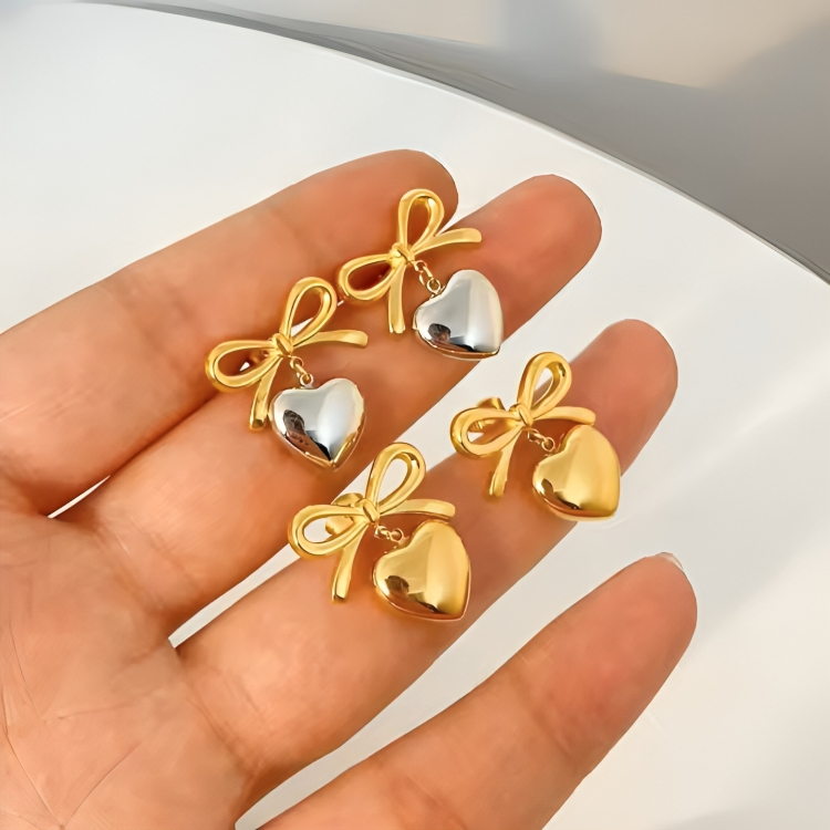 Pendientes Steel Heart - Baño Oro
