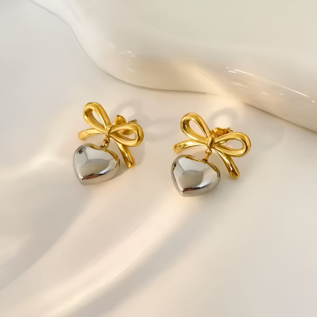 Pendientes Steel Heart - Baño Oro