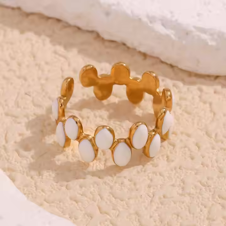 White Glow Anillo - Baño Oro