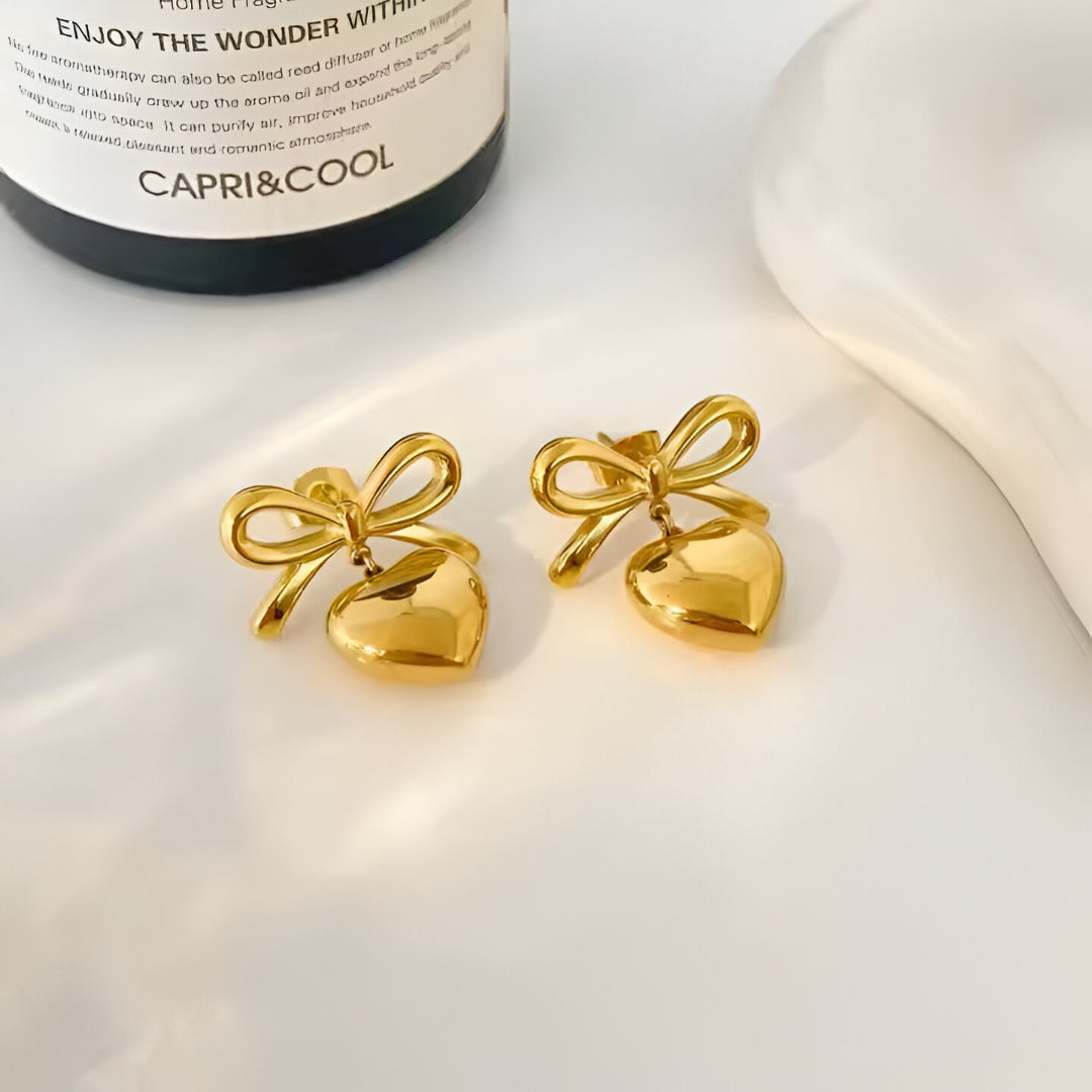 Pendientes Steel Heart - Baño Oro