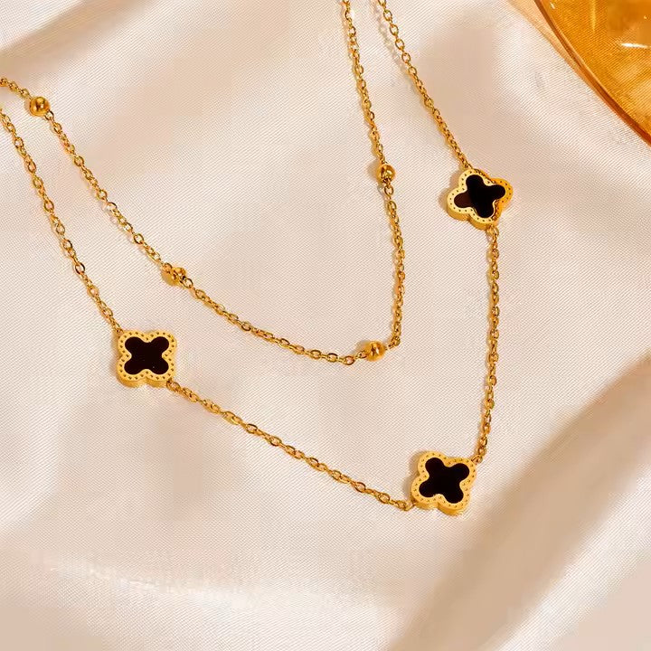 Conjunto Tréboles Doble Capa - Baño Oro