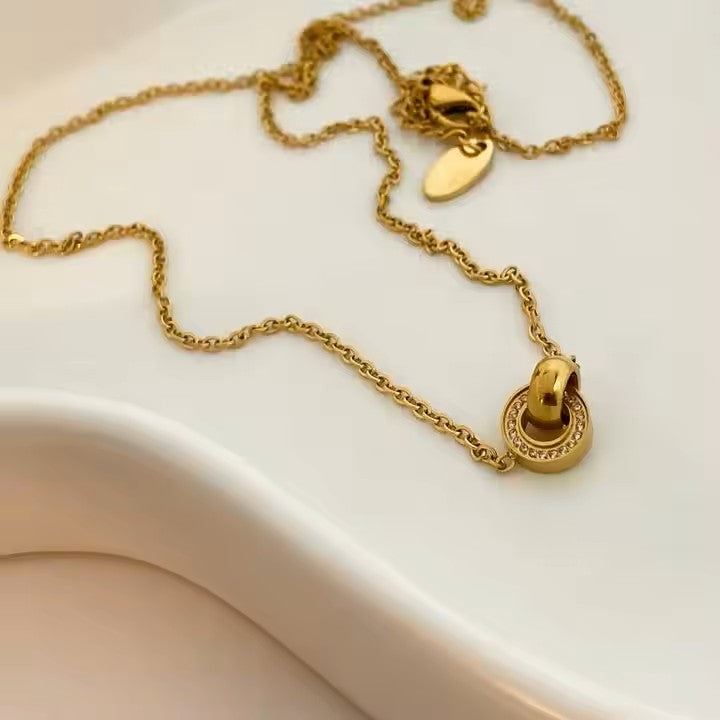 Collar Doble Anillo - Baño Oro