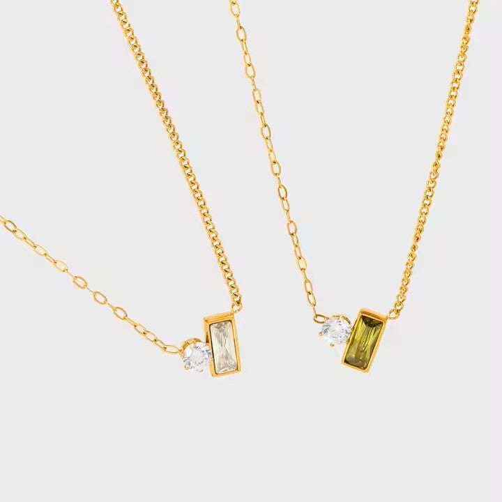Colgante de Cristal y Verde Oliva - Baño Oro