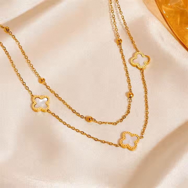 Conjunto Tréboles Doble Capa - Baño Oro
