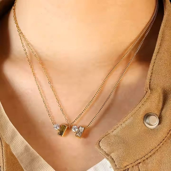 Colgante de Cristal y Verde Oliva - Baño Oro