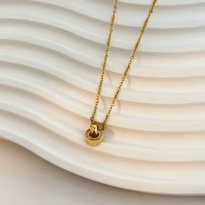 Collar Doble Anillo - Baño Oro