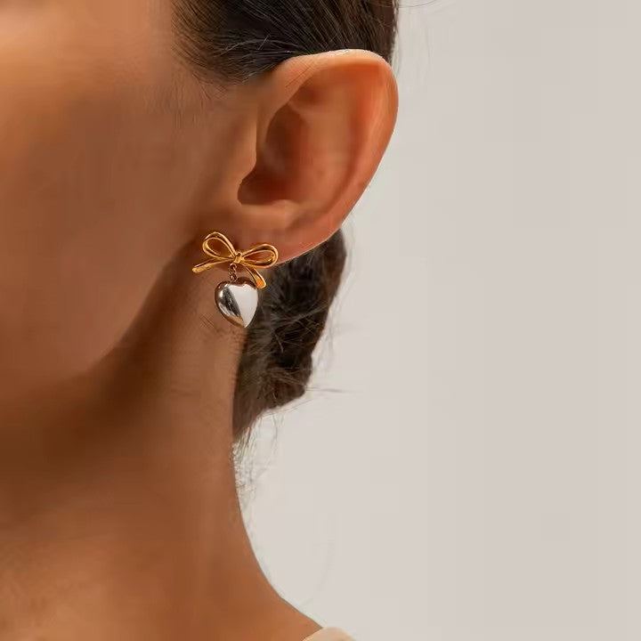 Pendientes Steel Heart - Baño Oro