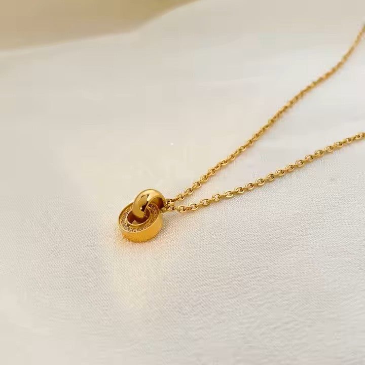Collar Doble Anillo - Baño Oro