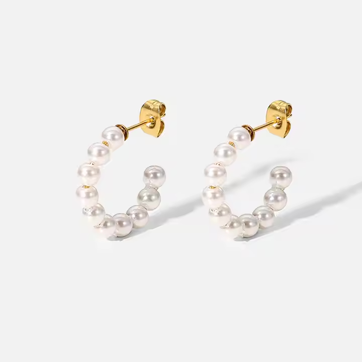 Golden Pearl Hoops - Aros 18K
