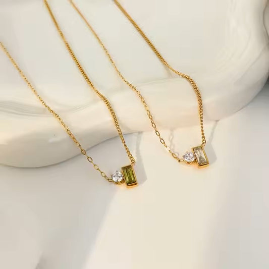 Colgante de Cristal y Verde Oliva -  Baño Oro