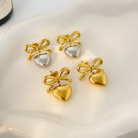 Pendientes Steel Heart - Baño Oro