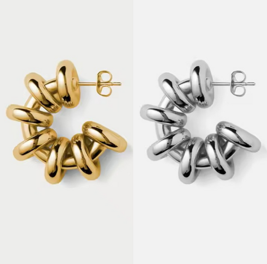 Pendientes Acanalados - Baño Oro